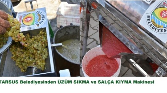 TARSUS Belediyesinden VATANDAŞLARA ÜZÜM Sıkma ve SALÇA Kıyma Makinesi