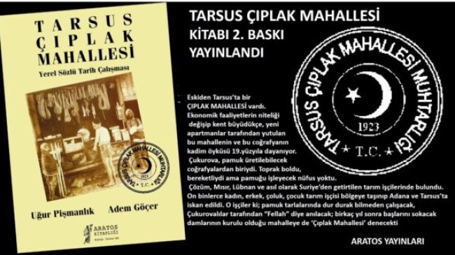 TARSUS ÇIPLAK MAHALLESİ Kitabının 2. Baskısı ARATOS Yayınlarından Çıktı