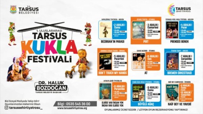 1. ULUSLARARASI TARSUS KUKLA FESTİVALİ 2 ARALIK’TA BAŞLIYOR