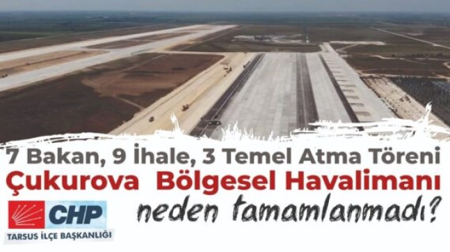 Tarsus CHP İlçe Başkanı Av. Ozan VARAL Çukurova Hava Limanında “128 Milyar Nerede” Uçurtması Uçurdu