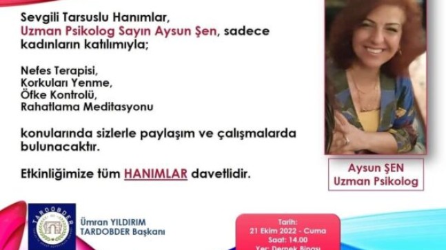 Uzman Psikolog Aysun ŞEN, TARDOBDER’de Kadınlar ve Gençlerle Buluştu